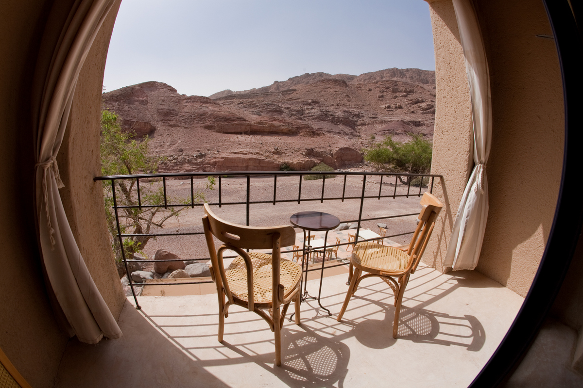 A balcony facing the hills